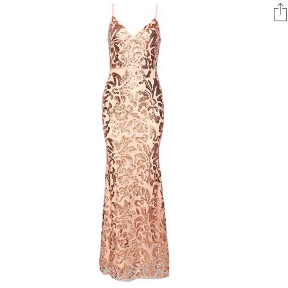 Champagne Sequins Bridesmaid/Prom Dress